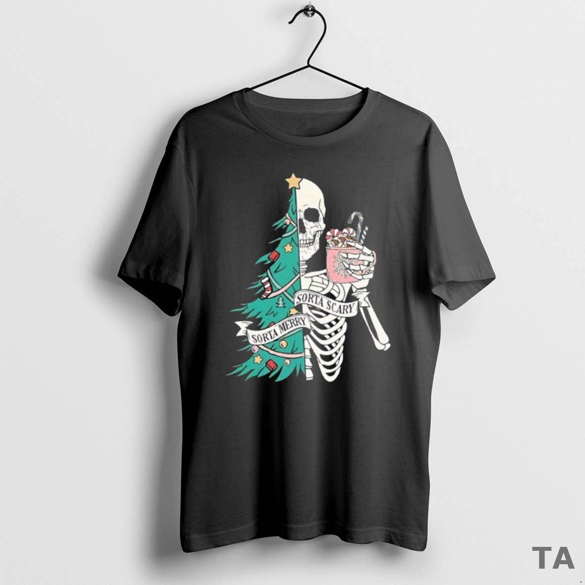 Top Christmas Sorta Merry Sorta Scary Skeleton Xmas T Shirt Sweater Hoodie, Sweatshirt | InkThreadWorks.com