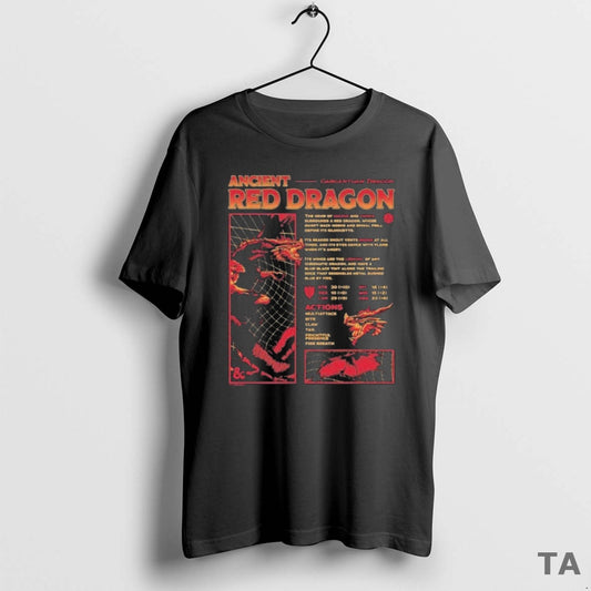 Top Dungeons Dragons Ancient Red Dragon Stats T Shirt Sweater Hoodie, Sweatshirt | InkThreadWorks.com