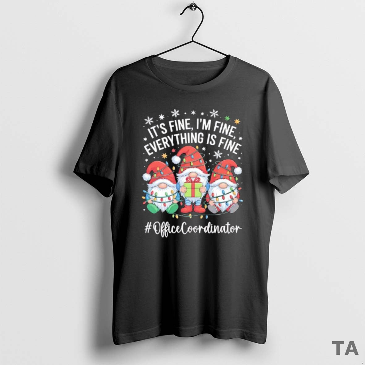 Top Gnome Santa Its Fine Im Fine Everything Is Fine Officecoordinator T Shirt Sweater Hoodie, Sweatshirt | InkThreadWorks.com