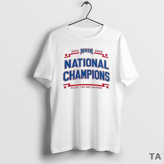 Top Grand View Vikings 2025 26 Naia National Champions Raise The Red Banner T-Shirts, Hoodie, Sweatshirt | InkThreadWorks.com