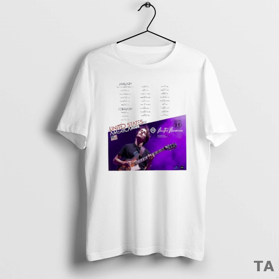 Top Matteo Mancuso Route 96 United States Of America 2026 Tour Dates T Shirt Sweater Hoodie, Sweatshirt | InkThreadWorks.com