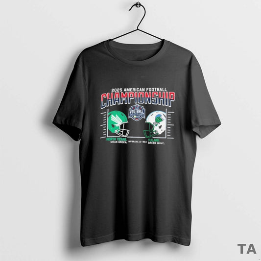 Top Tulane Vs North Texas 2025 Aac Football Championship Duel Helmet T Shirt Sweater Hoodie, Sweatshirt | InkThreadWorks.com