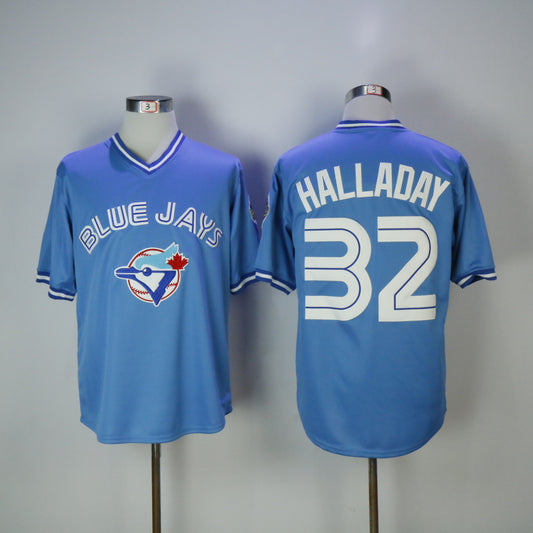 Toronto Blue Jays #32 Roy Halladay Blue Jays 32 Blue Pullover Retro