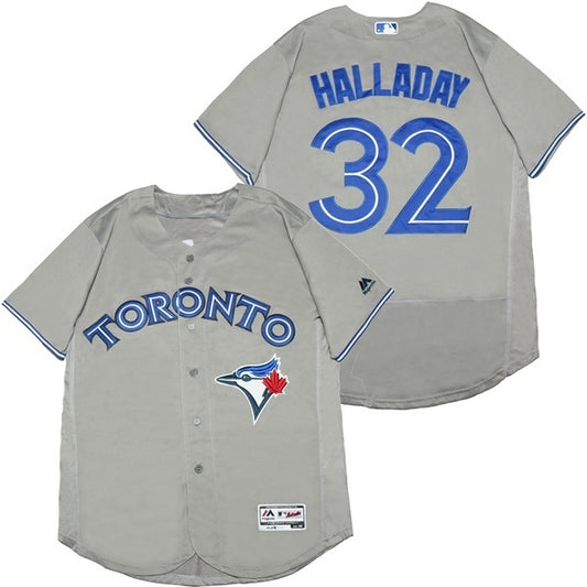 Toronto Blue Jays #32 Roy Halladay Blue Jays 32 Gray Elite