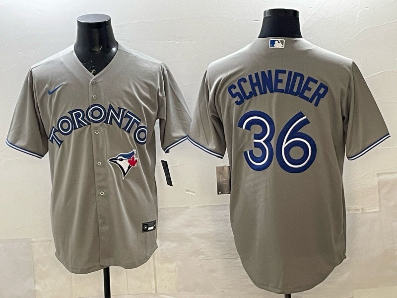 Toronto Blue Jays #36 Davis Schneider Grey Blue Jays Adult