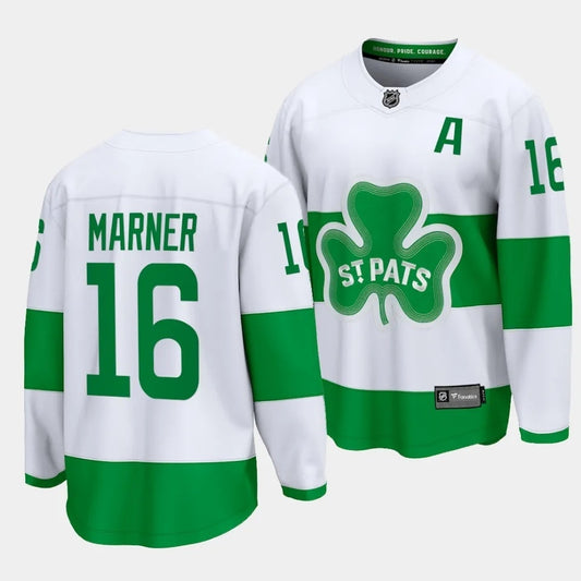 Toronto Maple Leafs #16 Mitch Marner 2024 St. Patricks Alternate White Jersey