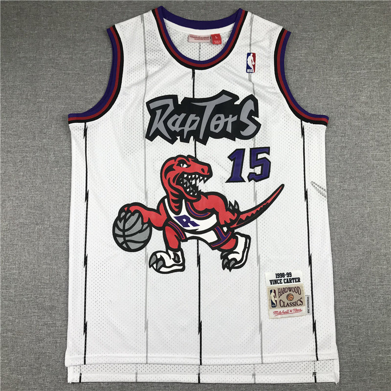 Toronto Raptors #15 Vince Carter MN Raptors 15 White Big Dragon Retro Logo Style 2