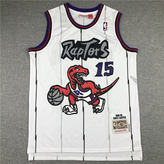 Toronto Raptors #15 Vince Carter MN Raptors 15 White Big Dragon Retro Logo Style 2