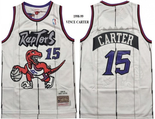 Toronto Raptors #15 Vince Carter Raptors Carter Big Dragon 1998-99 Classic Edition White Premium Mesh
