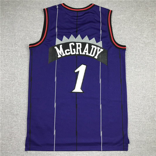 Toronto Raptors #1 McGrady MN Raptors 1 White Big Dragon Retro Logo Style 1
