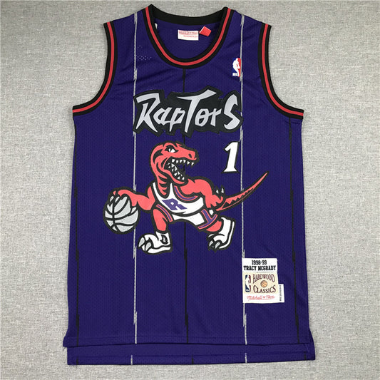 Toronto Raptors #1 McGrady MN Raptors 1 White Big Dragon Retro Logo Style 2