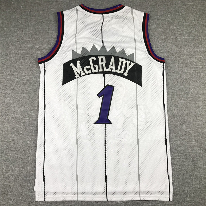 Toronto Raptors #1 McGrady MN Raptors 1 White Big Dragon Retro Logo Style 3