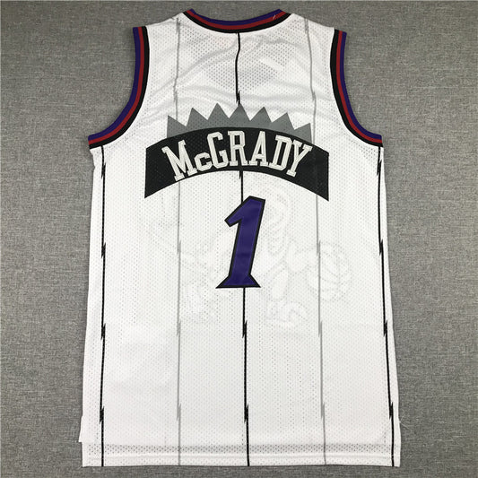 Toronto Raptors #1 McGrady MN Raptors 1 White Big Dragon Retro Logo Style 3