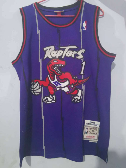 Toronto Raptors #1 Tracy McGrady Mitchell&Ness Raptors 1 Big Dragon Purple Style 2
