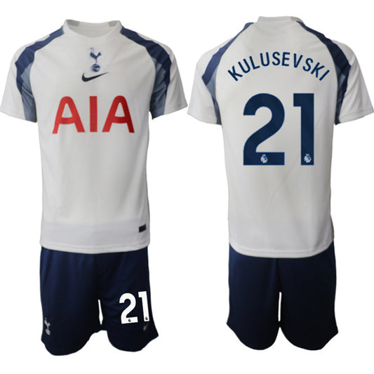 Tottenham Hotspur #21 Dejan Kulusevski 2025 26 White Home Soccer Jersey Suit