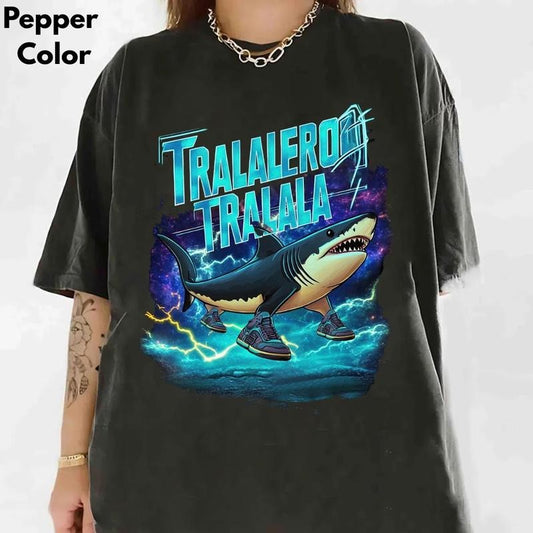 Tralalero Tralala Funny Shark Meme T-shirt, Brain Rot Tee, Stupid Gifts, Unhinged shirt, Shark With Shoes Meme Shirts,...