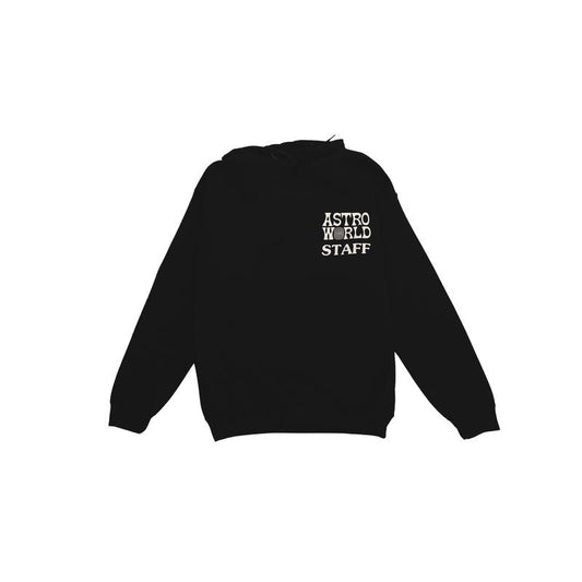 Travis Scott Astroworld Staff Hoodie Black 2018 (83665-117) Men's Size S-M T-Shirts, Sweatshirt | InkThreadWorks.com