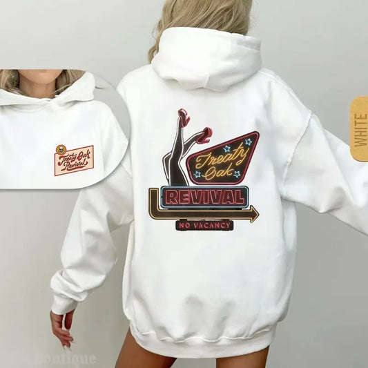 Treaty Oak Revival Hoodie - No Vacancy Design for Outfitters & Music Fans, Unisex Hoodie Oversized Cotton Pullover, Perfect for Casual Hoodie