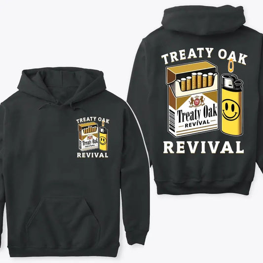 Treaty Oak Revival Hoodie - Sweatshirt - Tshirt, Bold Graphic of a Cigarette Pack and Lighter Hoodie 2 Sided Hoodie,  All Sizes Colors for Men and Women, Gift for Women, Gift for Man