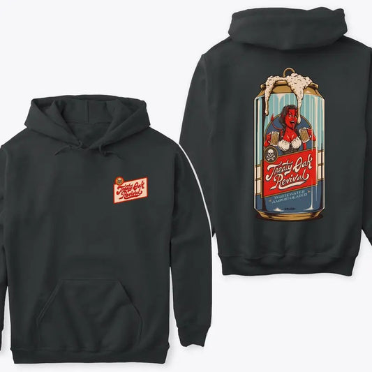 Treaty Oak Revival Hoodie, Bold Beer Can Design with Vibrant Colors, Gift for Music Lovers and Concert Goers Hoodie for Men and Women