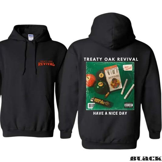 Treaty Oak Revival Hoodie, Unique album cover design with pool balls and , ideal for music fans and street fashion...