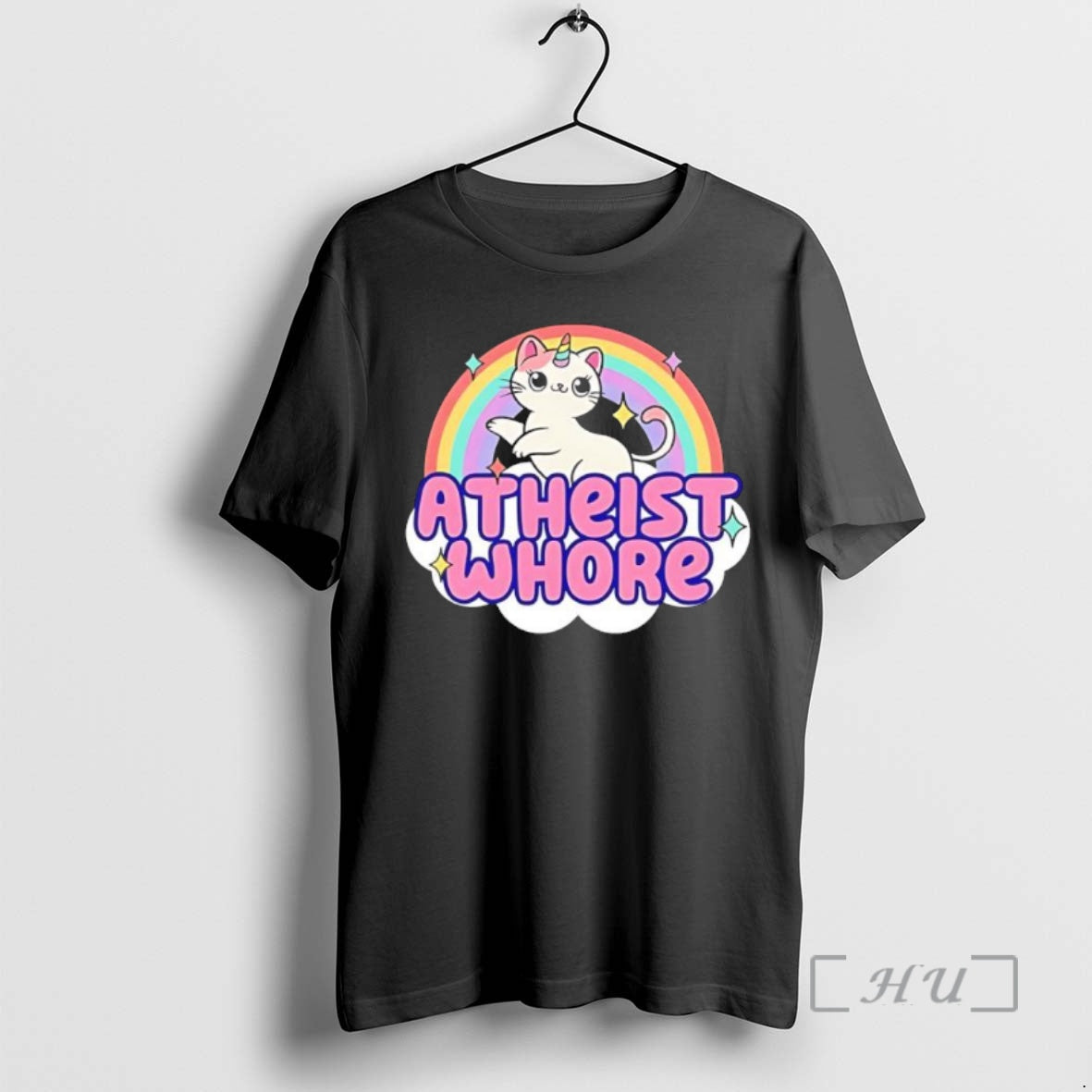 Trending Atheist Whore Cat Unicorn Cute Black T-Shirts, Hoodie, Sweatshirt | InkThreadWorks.com