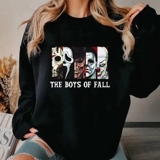 Trending Boys Of Fall Halloween Horror Movie Characters Sweatshirt, Halloween 2024 Fall Y'all Sweatshirt, Womenswear Check