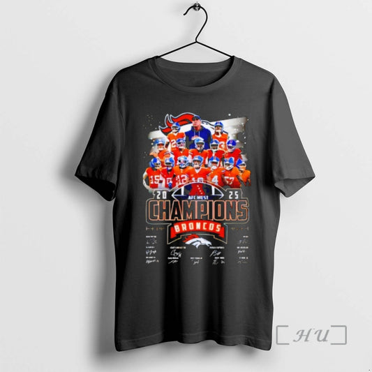 Trending Broncos 2025 Afc West Champions Signatures T-Shirts, Hoodie, Sweatshirt | InkThreadWorks.com