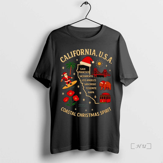 Trending California Usa Coastal Christmas Spirit T-Shirts, Hoodie, Sweatshirt | InkThreadWorks.com