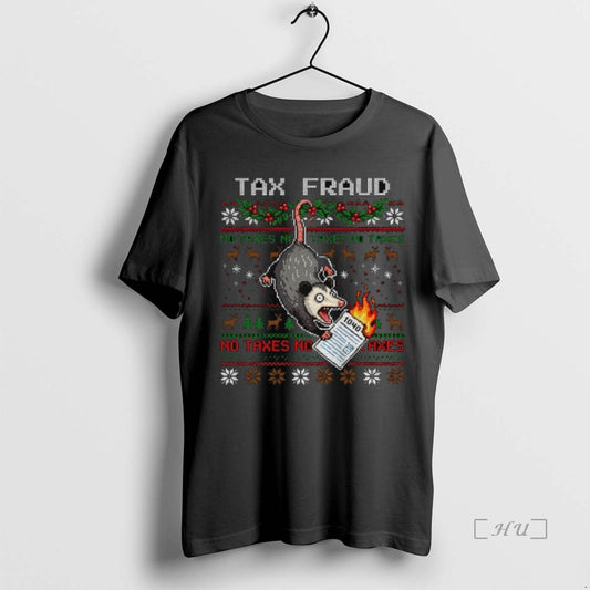 Trending Funny Opossum Tax Fraud No Taxes Merry Christmas T-Shirts, Hoodie, Sweatshirt | InkThreadWorks.com