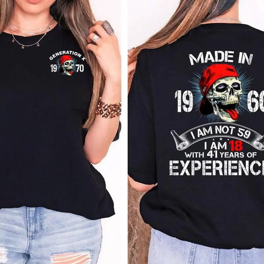 Trending Generation X 1970 with Cool Skeleton Shirt, I Am 18 with 41 years of Experence Shirt, Gen X Graphics Unisex Cotton Tee for men and women