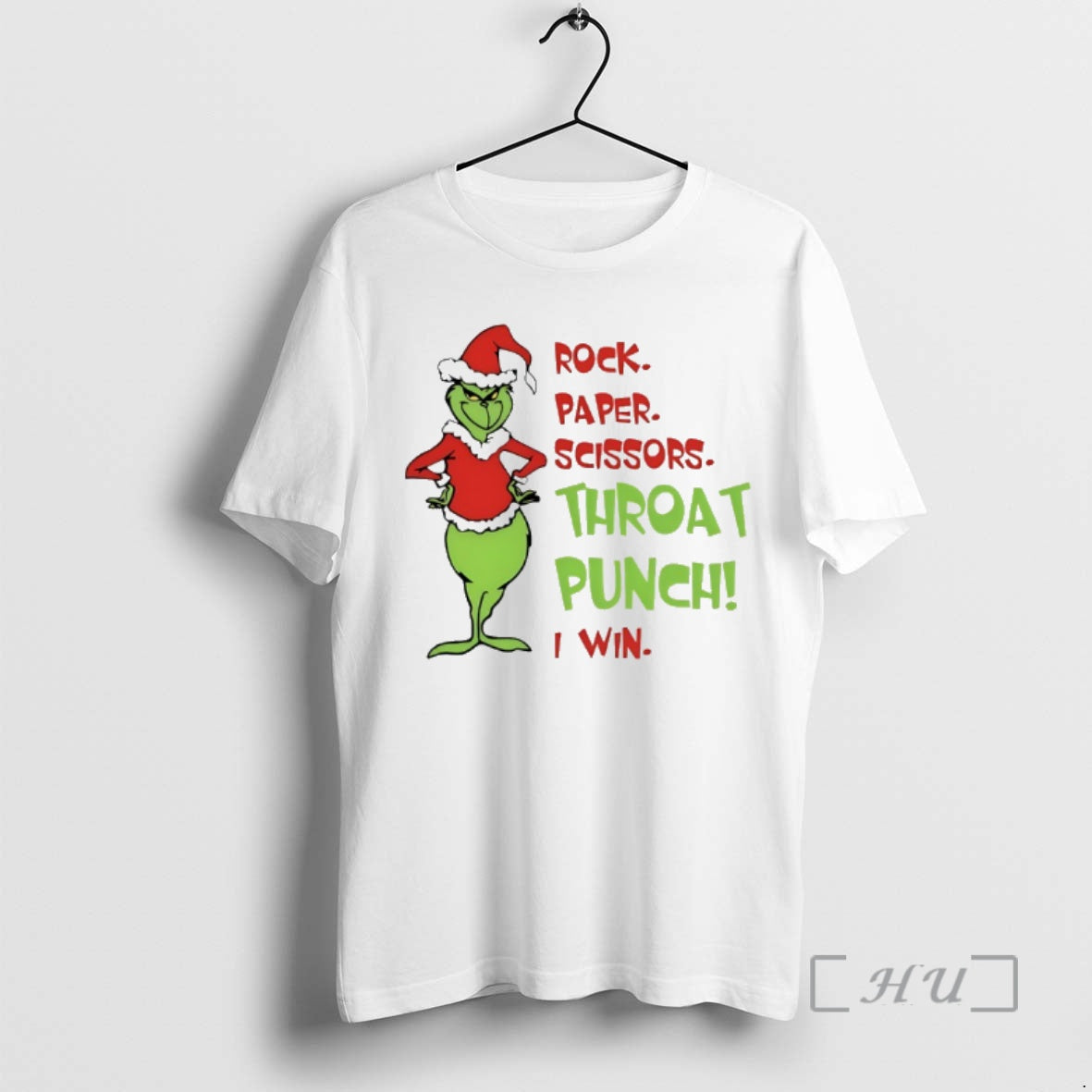 Trending Grinch Santa Rock Paper Scissors Throat Punch I Win T-Shirts, Hoodie, Sweatshirt | InkThreadWorks.com