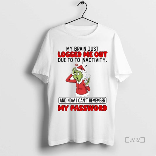 Trending Grinch My Brain Just Logged Me Out Due To To Inactivity Christmas Premium T-Shirts, Hoodie, Sweatshirt