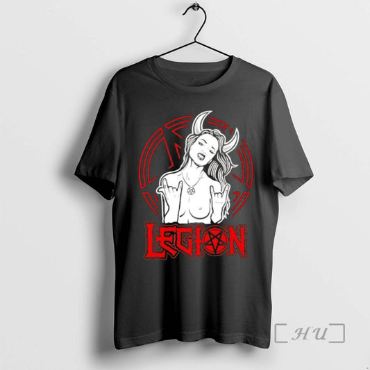 Trending Legion Horns Up Devil Girl Graphic T-Shirts, Hoodie, Sweatshirt | InkThreadWorks.com
