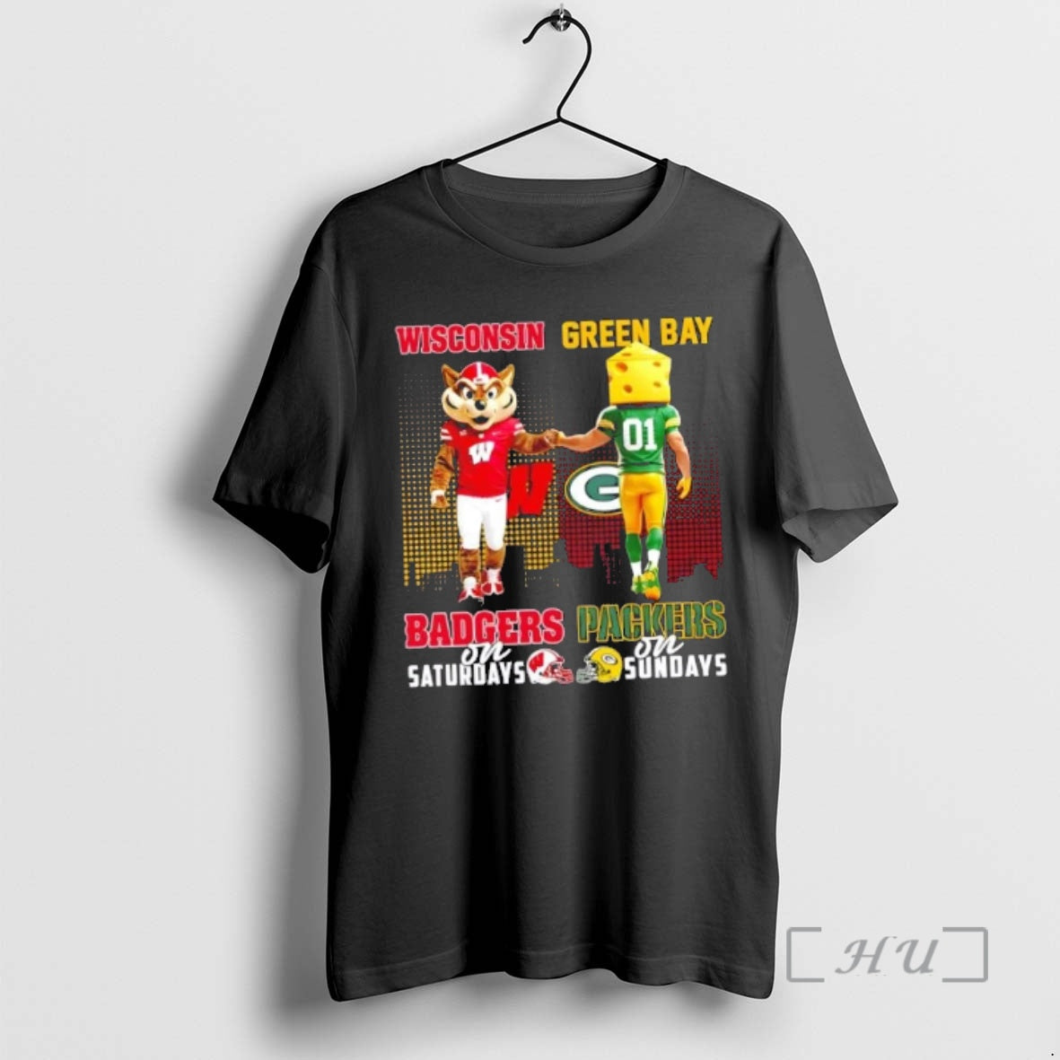 Trending Mascots Wisconsin Badgers On Saturdays X Green Bay Packers On Sundays Skyline Premium T-Shirts, Hoodie, Sweatshirt