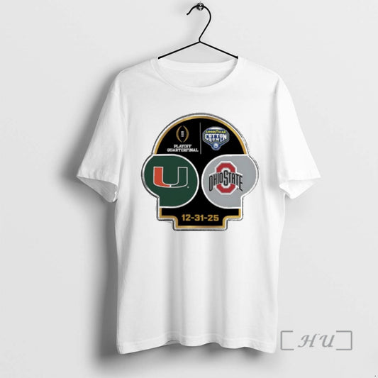 Trending Miami Vs Ohio State Playoff Quarterfinal 2025 Goodyear Cotton Bowl Premium T Shirts Sweater Hoodie, Sweatshirt
