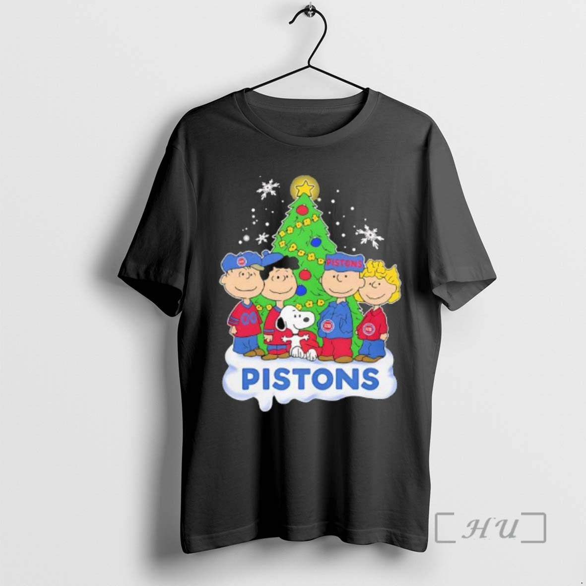 Trending Peanuts Comic Christmas Tree In Detroit Pistons Graphic T-Shirts, Hoodie, Sweatshirt | InkThreadWorks.com