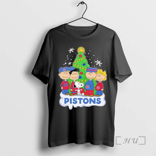 Trending Peanuts Comic Christmas Tree In Detroit Pistons Graphic T-Shirts, Hoodie, Sweatshirt | InkThreadWorks.com