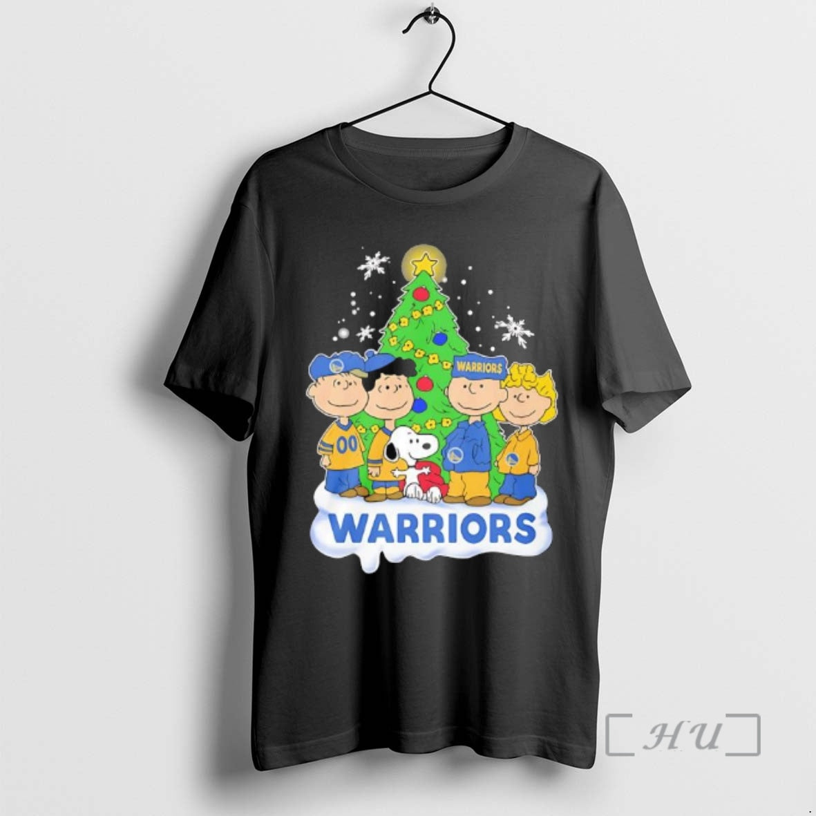 Trending Peanuts Comic Christmas Tree In Golden State Warriors Graphic T-Shirts, Hoodie, Sweatshirt | InkThreadWorks.com