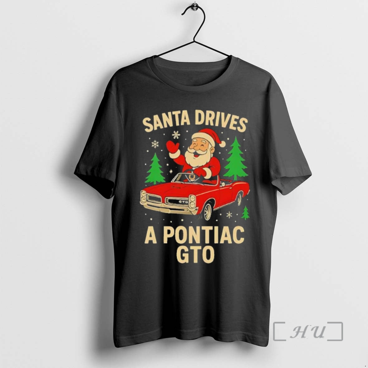 Trending Santa Drives A Pontiac Gto Christmas Black T-Shirts, Hoodie, Sweatshirt | InkThreadWorks.com