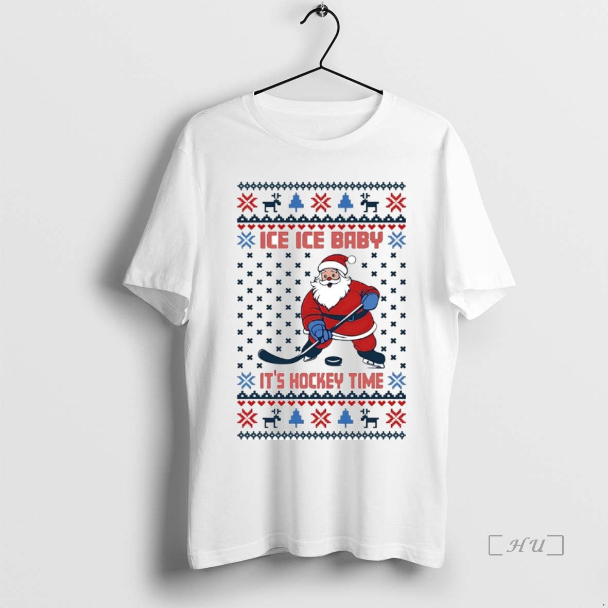 Trending Santa Ice Ice Baby Its Hockey Time Ugly Christmas T-Shirts, Hoodie, Sweatshirt | InkThreadWorks.com