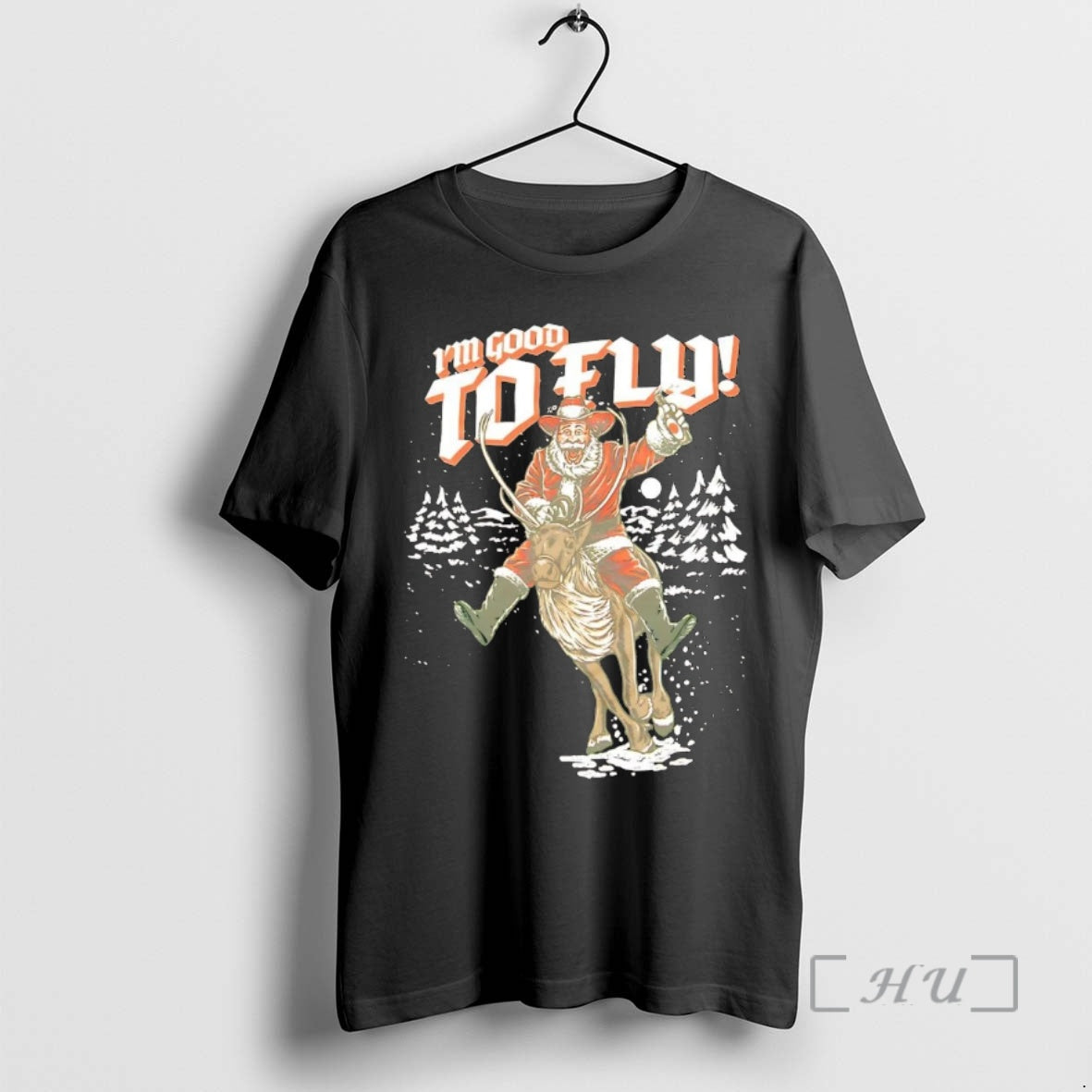 Trending Santa Riding Reindeer Im Good To Fly Christmas T-Shirts, Hoodie, Sweatshirt | InkThreadWorks.com