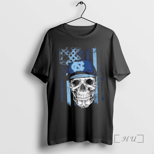 Trending Skull Wearing A Cap North Carolina Tar Heels Us Flag Premium T Shirts Sweater Hoodie, Sweatshirt