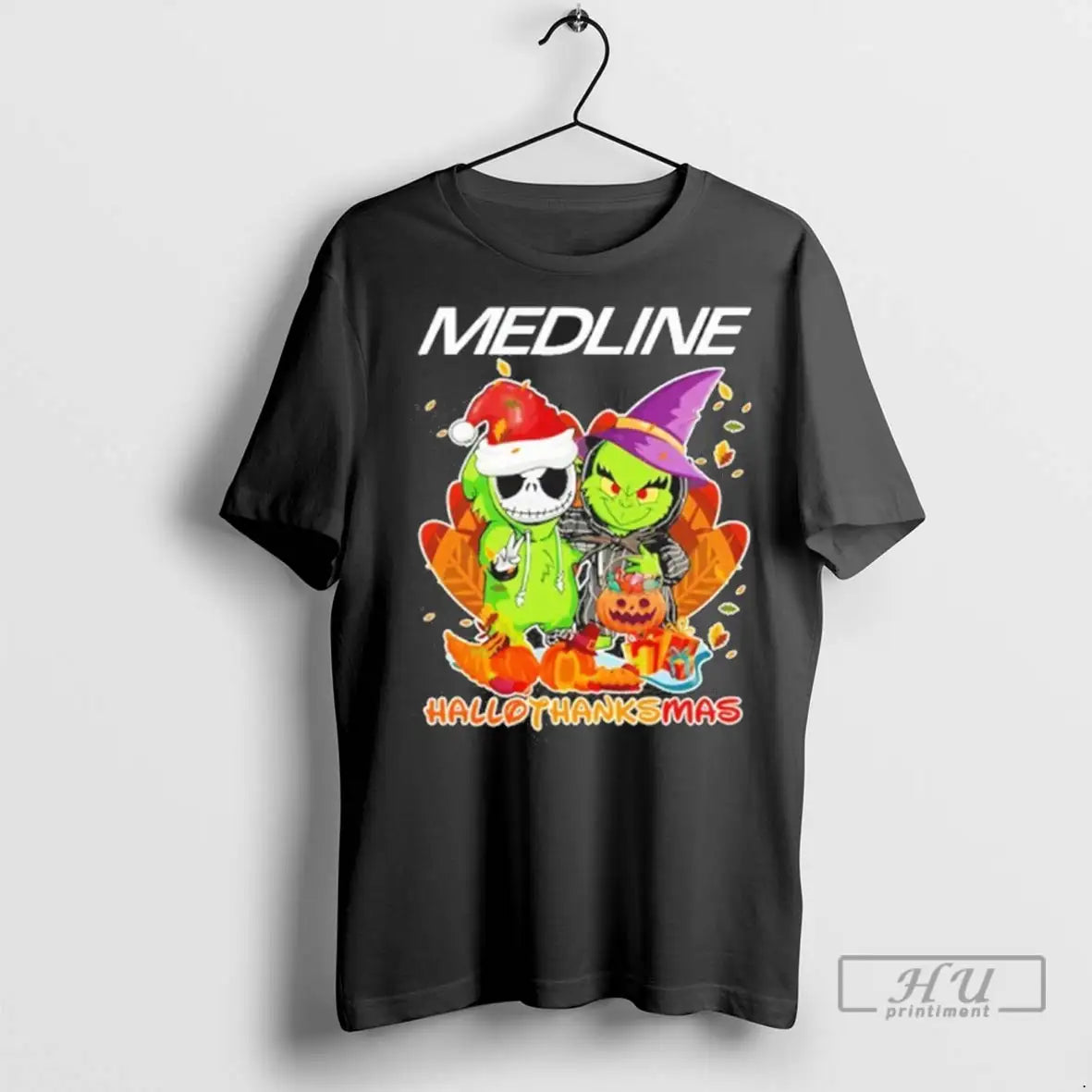 Trending The Grinch And Santa Jack Medline Logo Hallothanksmas T Shirts
