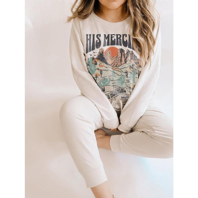 Trendy Christian Sweatshirt His Mercies Are New Bible Verse Shirt Religious Sweatshirt Jesus Sweatshirt Faith Crewneck...
