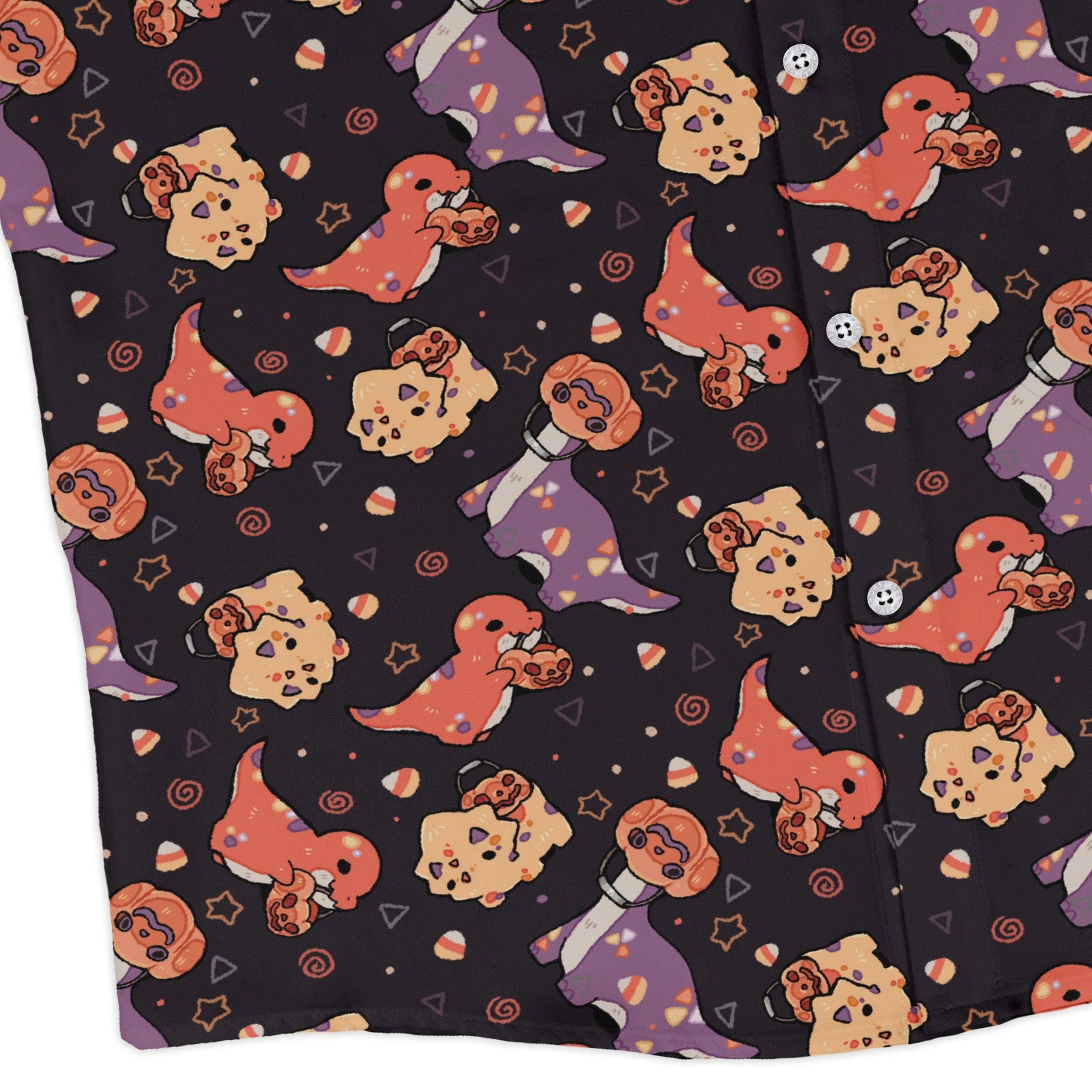 Trick or Treat Dinos Long Sleeve Button Up Shirt