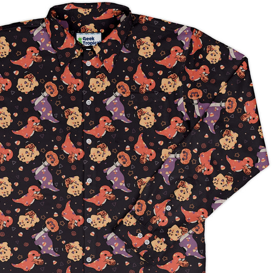 Trick or Treat Dinos Long Sleeve Button Up Shirt