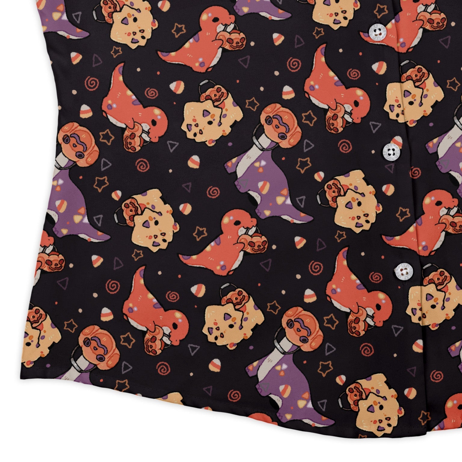 Trick or Treat Dinos Curvy Button Up Shirt