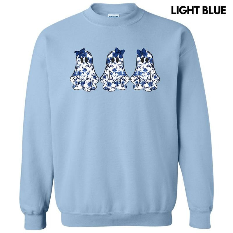Triple Blue Floral Ghosts Sweatshirt 'NLB' T-Shirts, Hoodie | InkThreadWorks.com