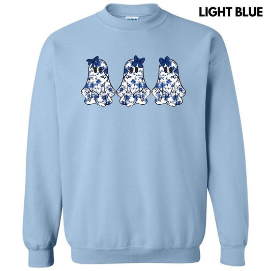 Triple Blue Floral Ghosts Sweatshirt 'NLB' T-Shirts, Hoodie | InkThreadWorks.com